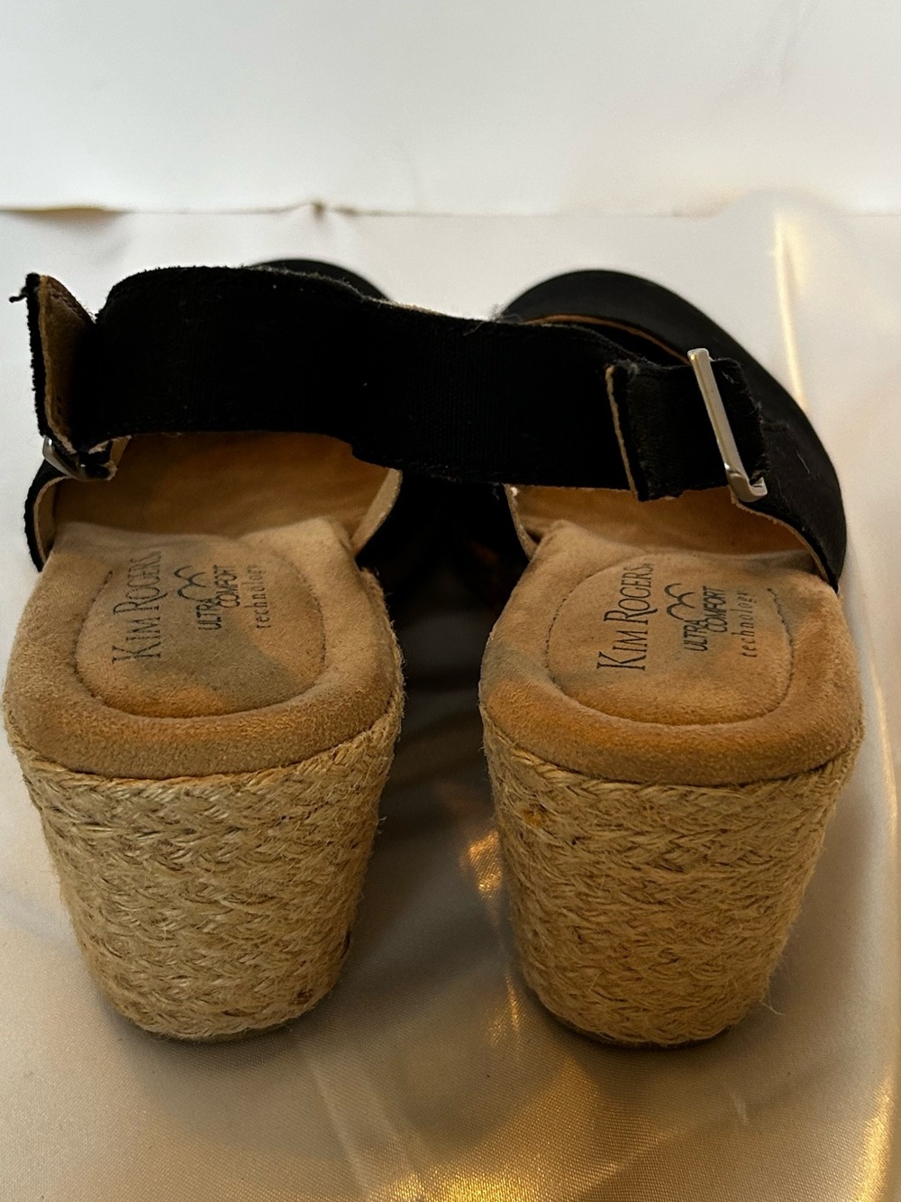 Kim Rogers Dyann Ultra Comfort Black Women 7.5 Espadrilles Slingback Wedge Shoe - Picture 3 of 7